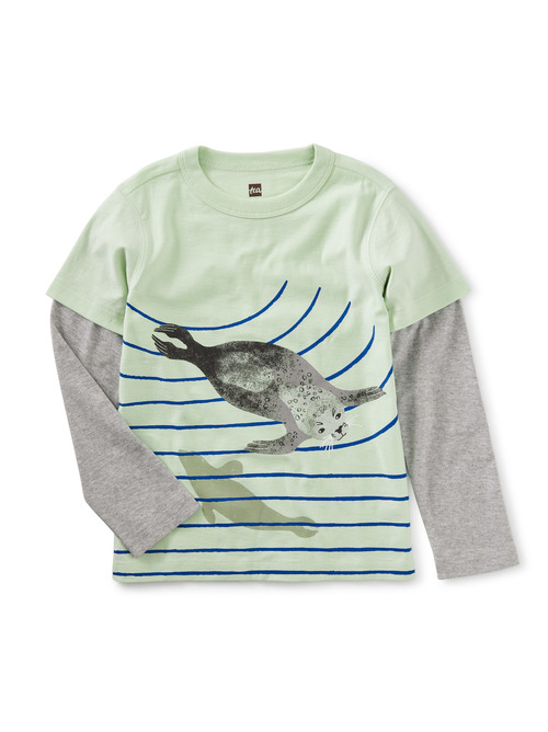 海豹游泳分层图形t恤