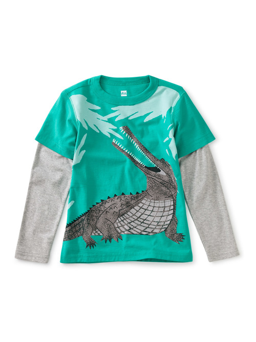 鳄鱼星分层图形t恤