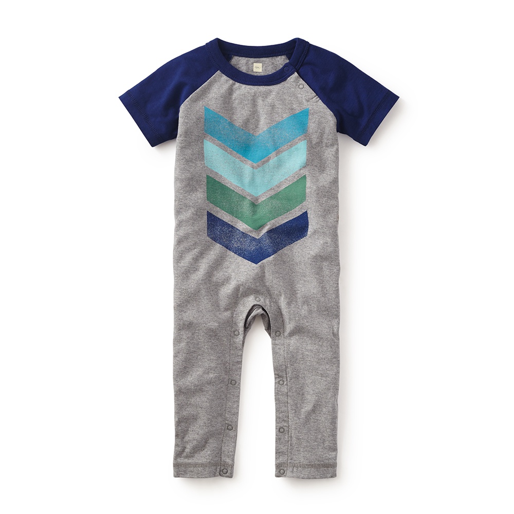 Little Boy Chevron Graphic Romper Tea Collection