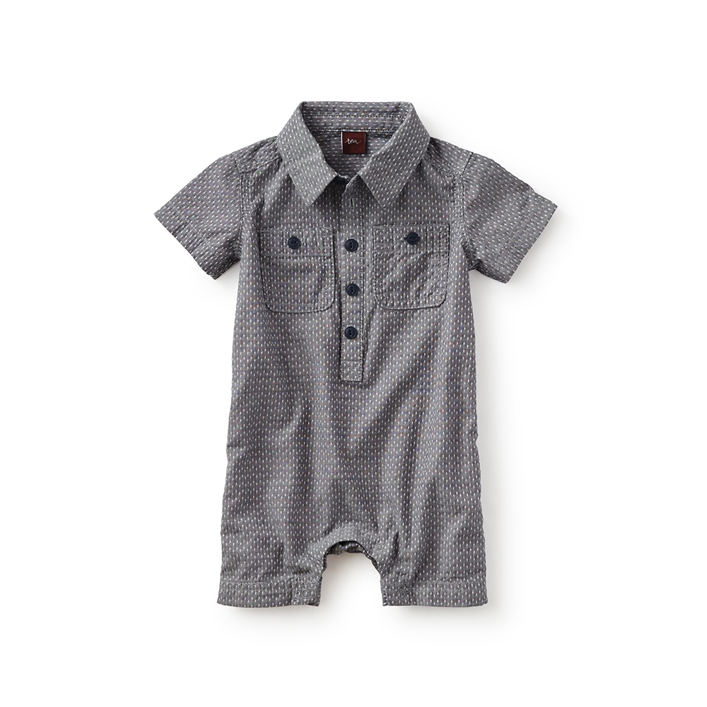 Baby Boy Mont Blanc Collared Romper Tea Collection