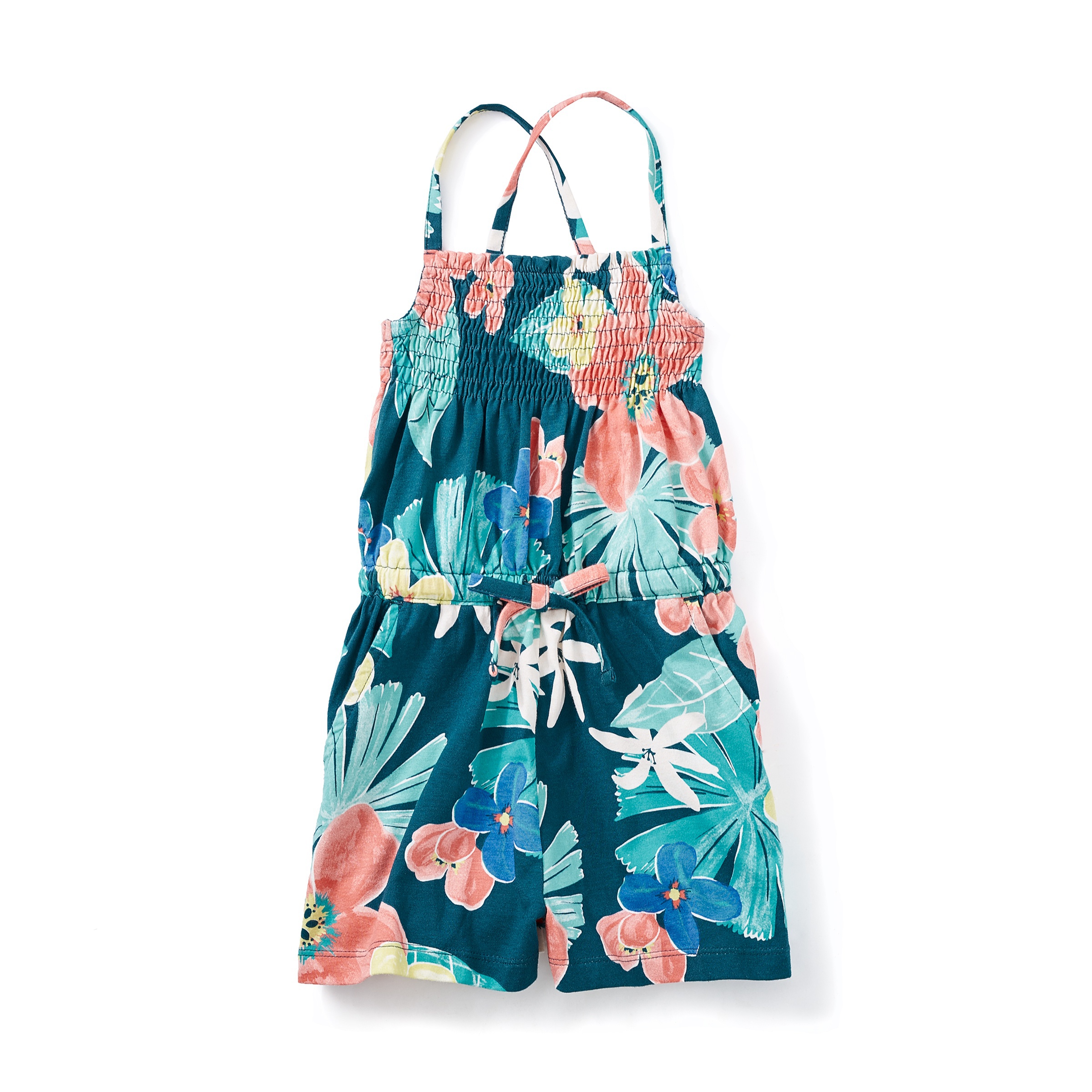 Coral Fern Smocked Romper Tea Collection
