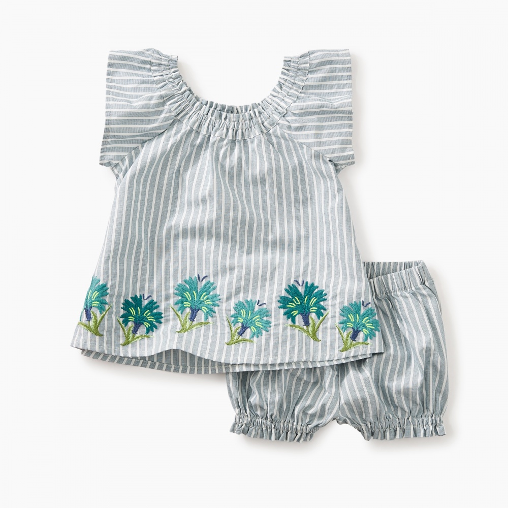 Tea Collection Floral Embroidered Baby Outfit