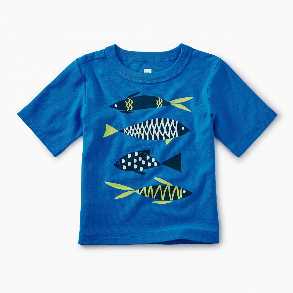 Tea Collection School of Fish Graphic Baby Tee