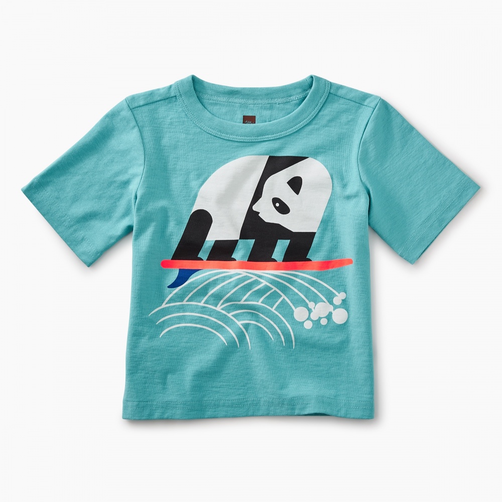 Tea Collection Surfing Panda Graphic Baby Tee