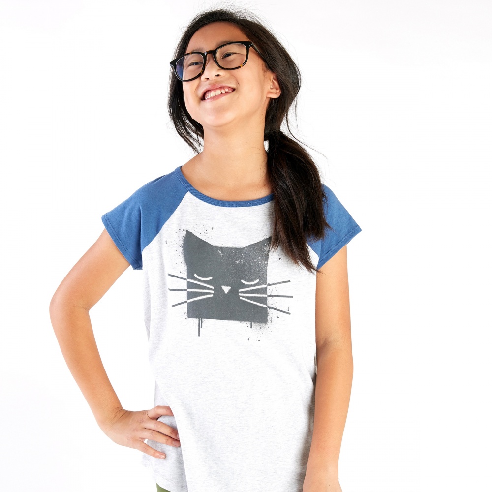 Tea Collection Spray Paint Kitty Raglan Graphic