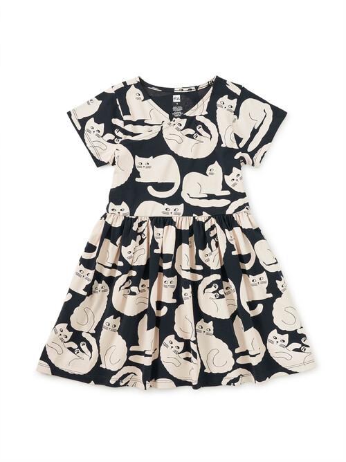  Short Sleeve Wrap Neck Dress