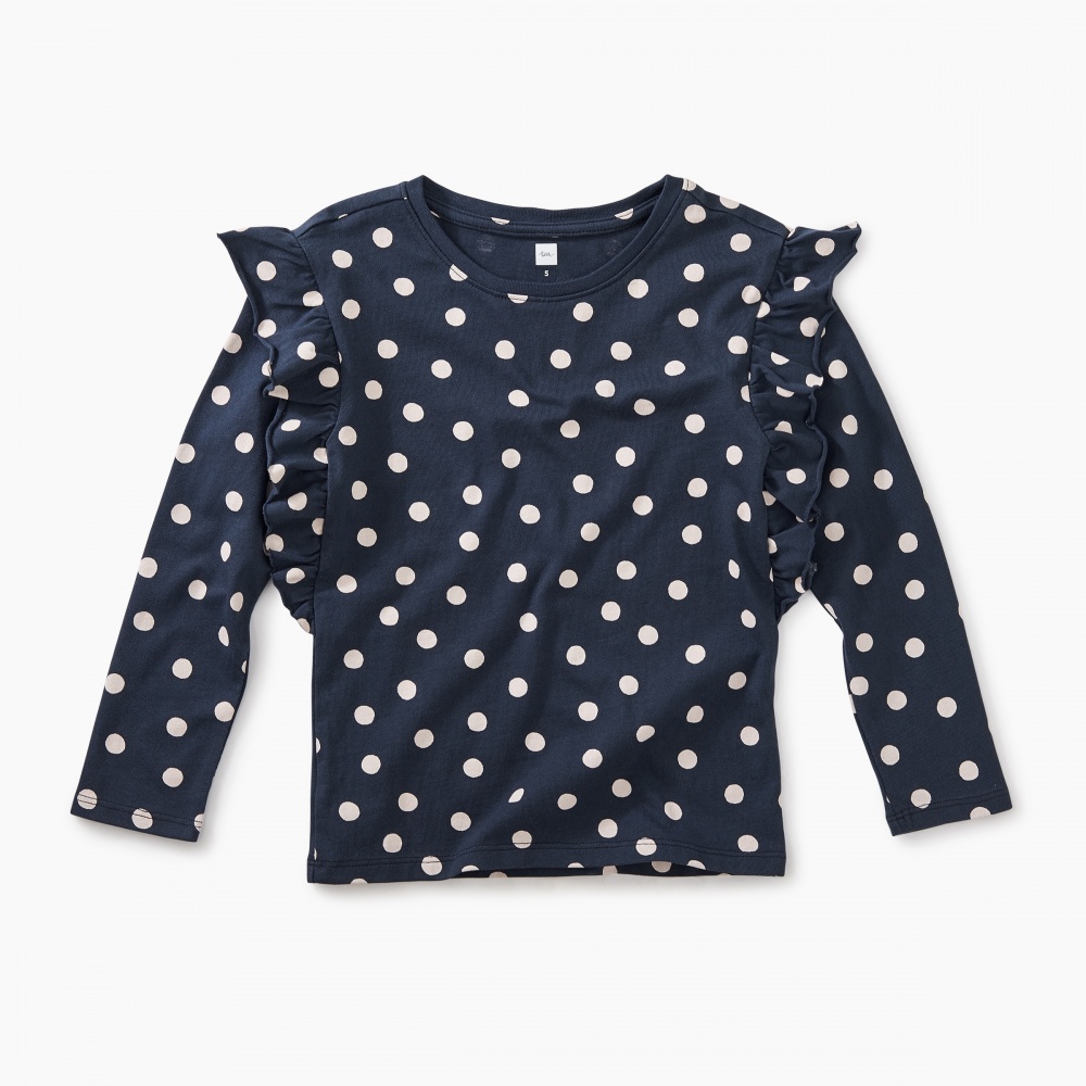Stamped Dots Ruffle Sleeve Top
