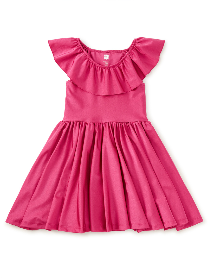 Shiny Ruffle Neck Dress