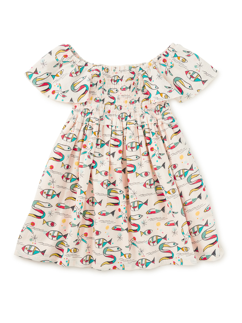 Flutter Sleeve Smocked Dress