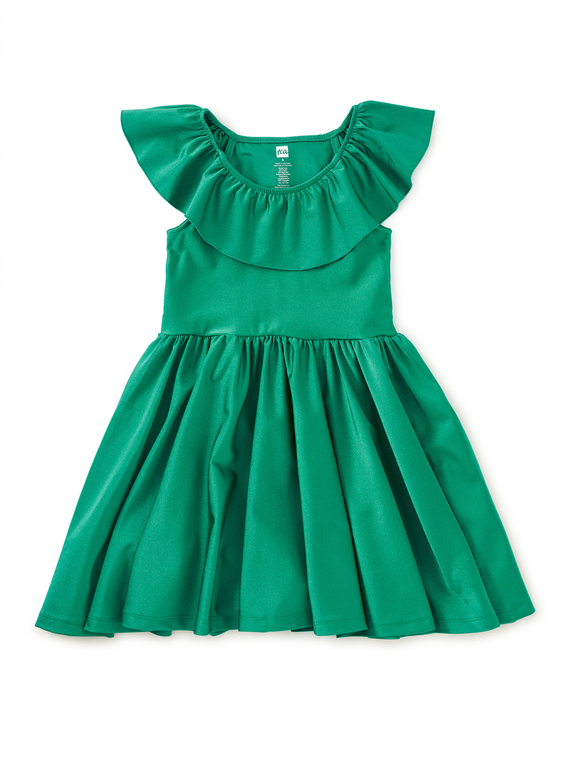 Shiny Ruffle Neck Dress
