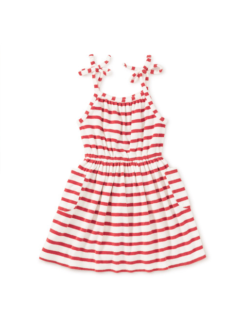  Terrycloth Tie Shoulder Twirl Dress