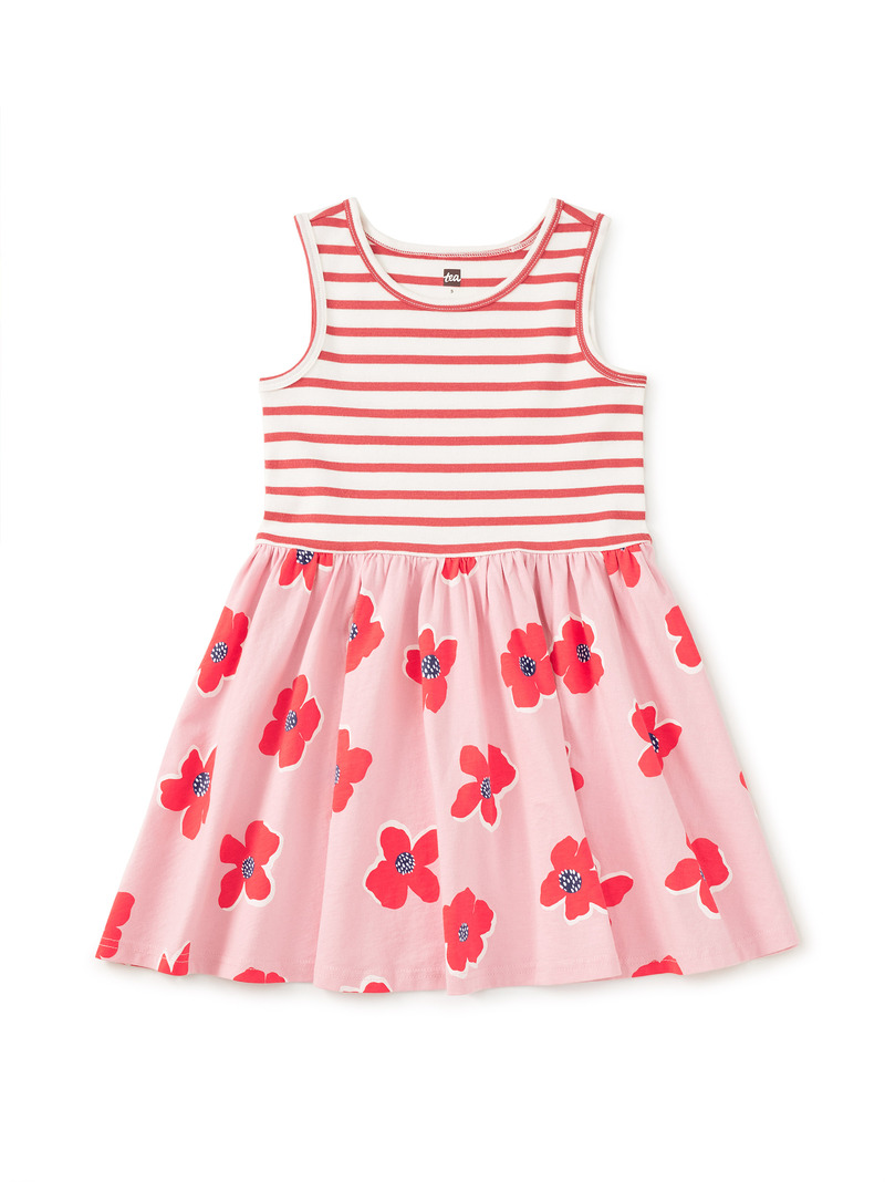 Print Mix Tank Skirted Dress