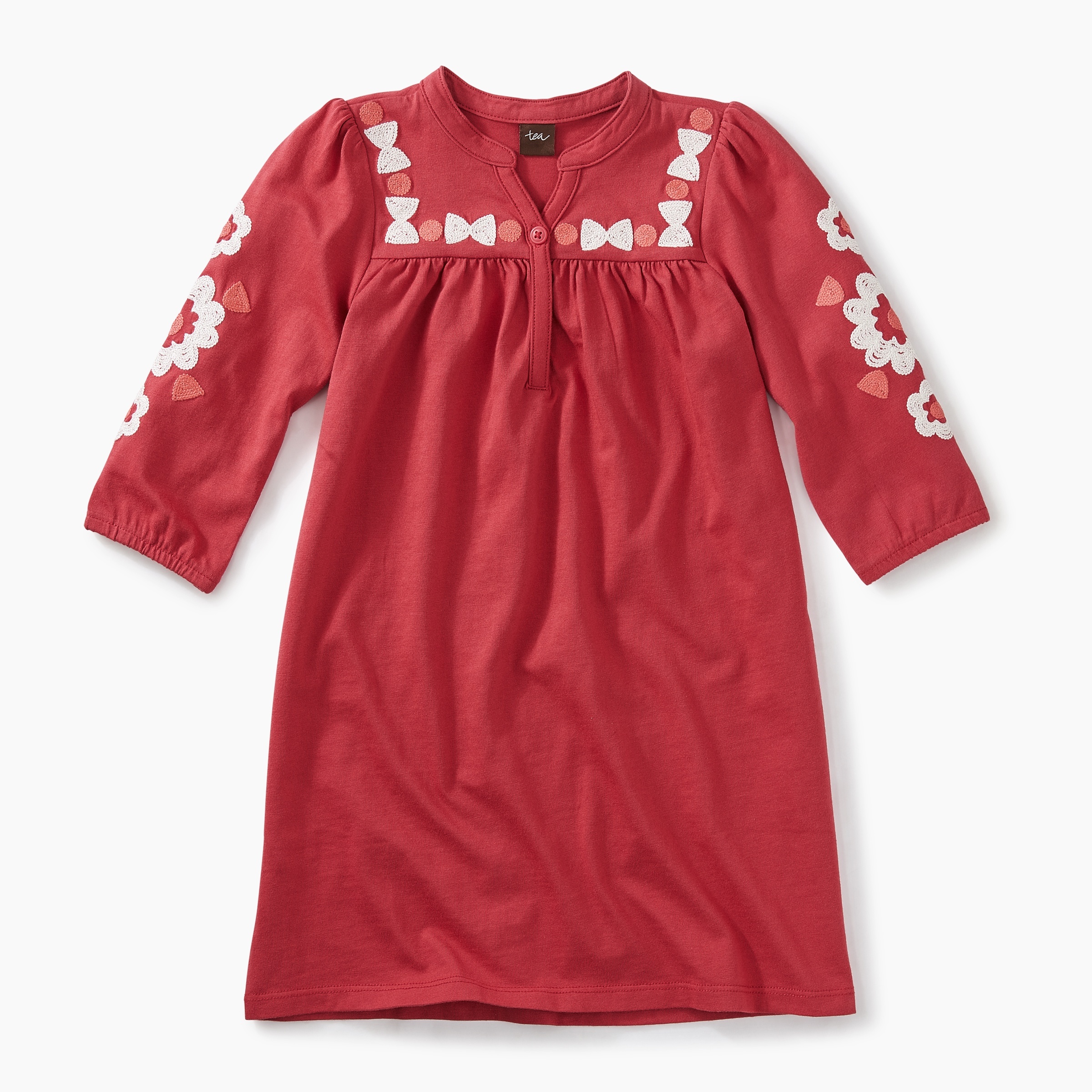 Embroidered Henley Dress Tea Collection