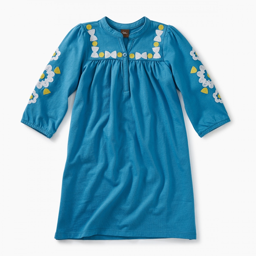 Embroidered Henley Dress Tea Collection