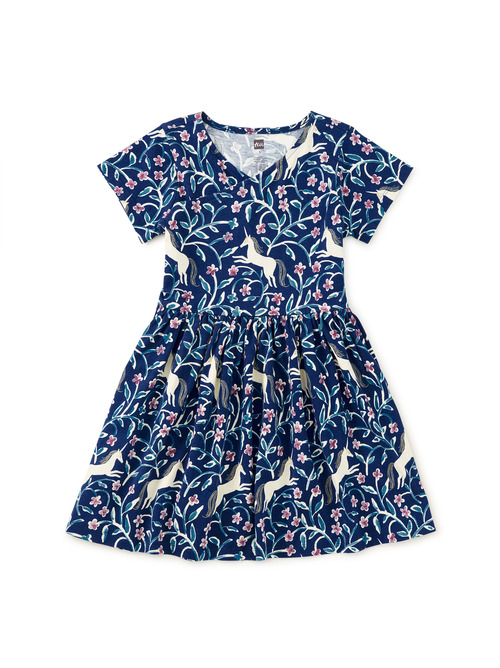  Short Sleeve Wrap Neck Dress