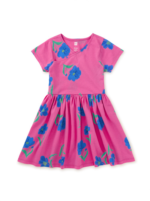 Short Sleeve Wrap Neck Dress