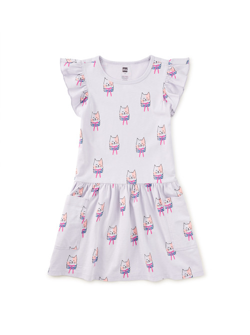  Flutter Sleeve Pocket Dress