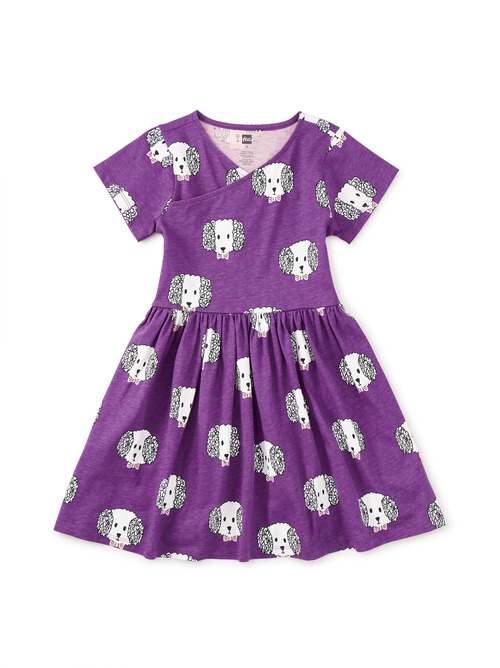  Short Sleeve Wrap Neck Dress