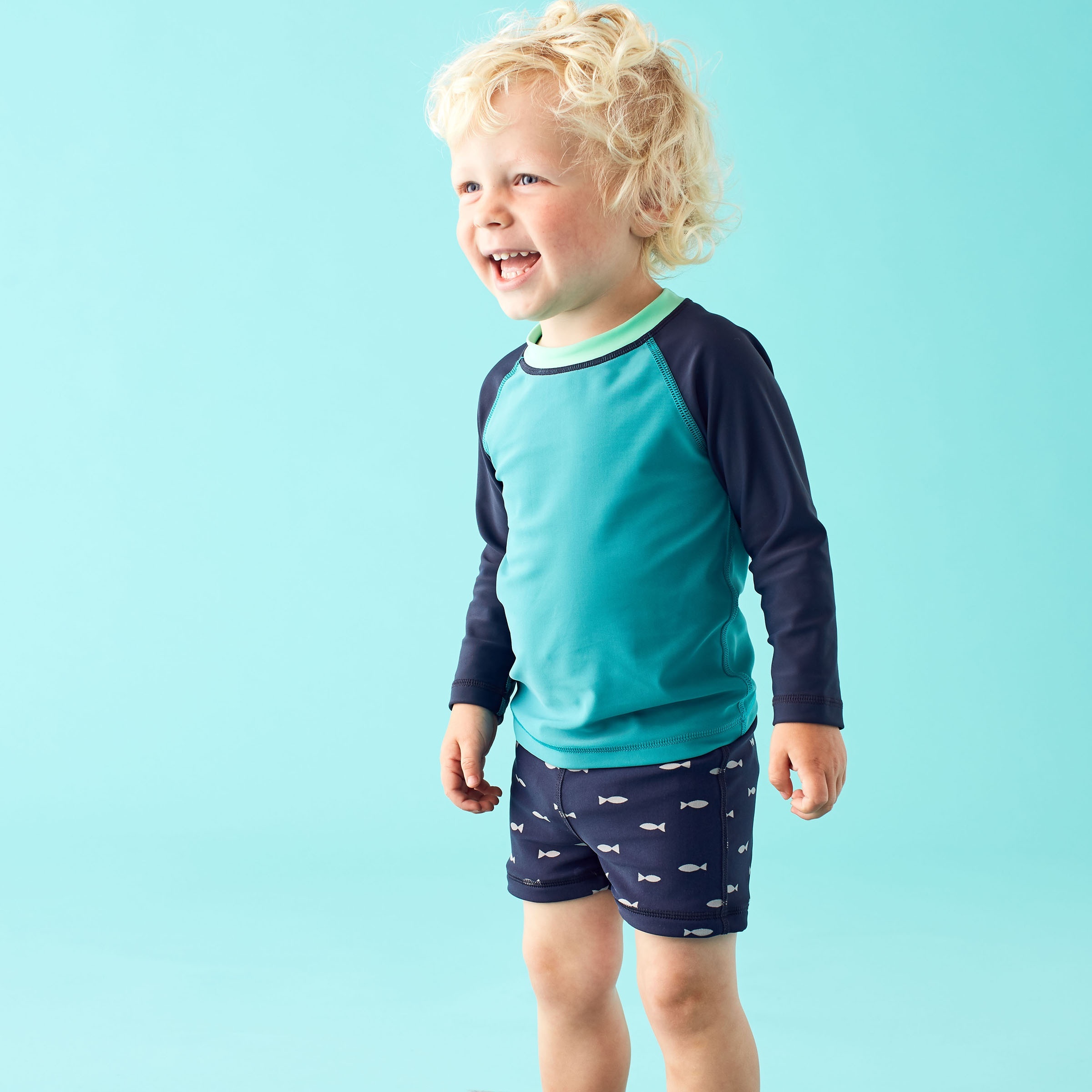 Colorblock Long Sleeve Baby Rash Guard | Tea Collection