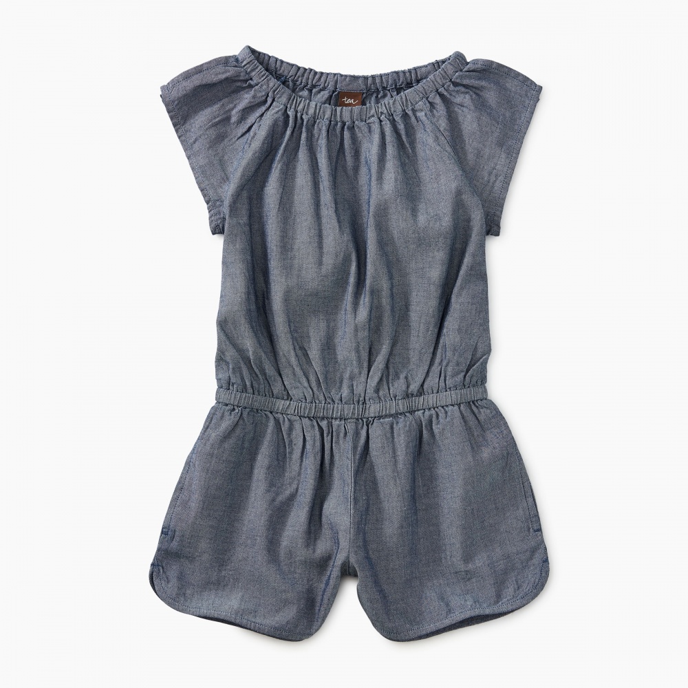 Chambray Flutter Sleeve Romper | Tea Collection