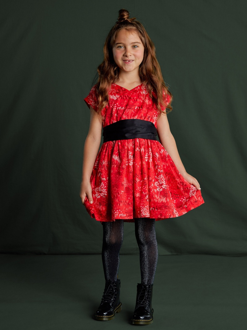 Sateen Sash Wrap Dress Tea Collection