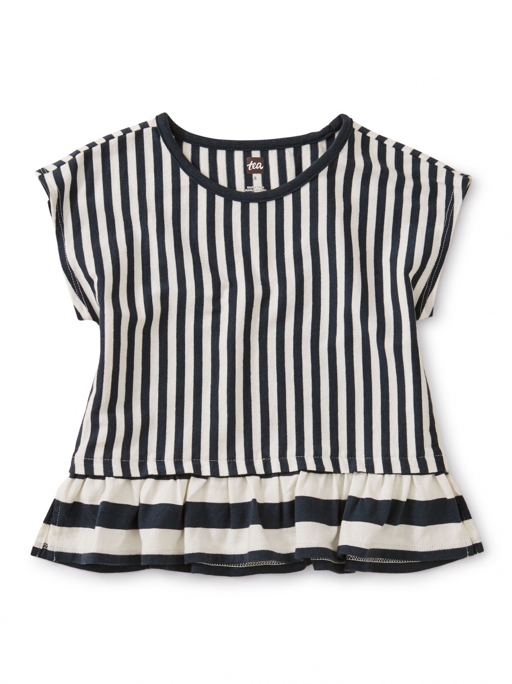 Claribelle Striped Ruffle Peplum Hem Top