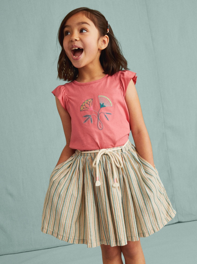 Embroidered Flower Flutter Tee