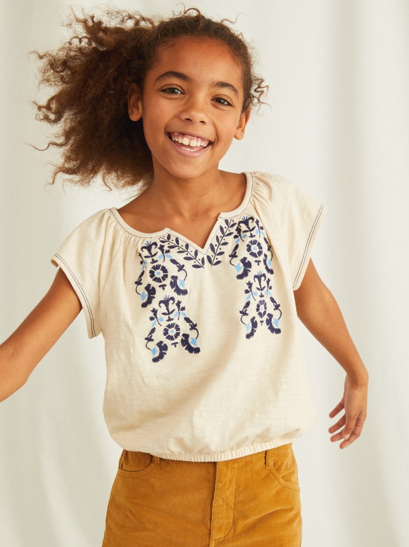 Embroidered Flutter Top | Tea Collection