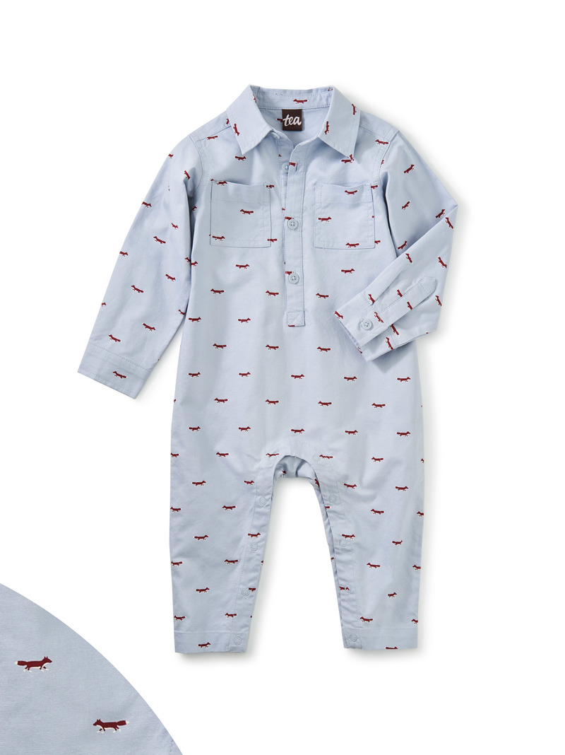 Patterned Buttoned Baby Romper