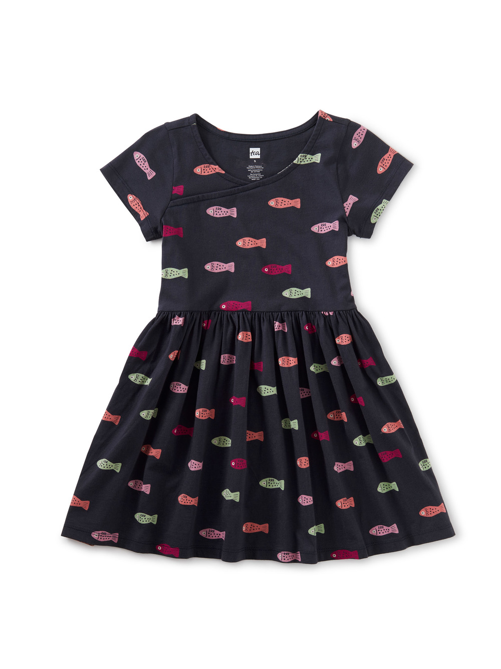 Tea Collection Short Sleeve Wrap Neck Dress