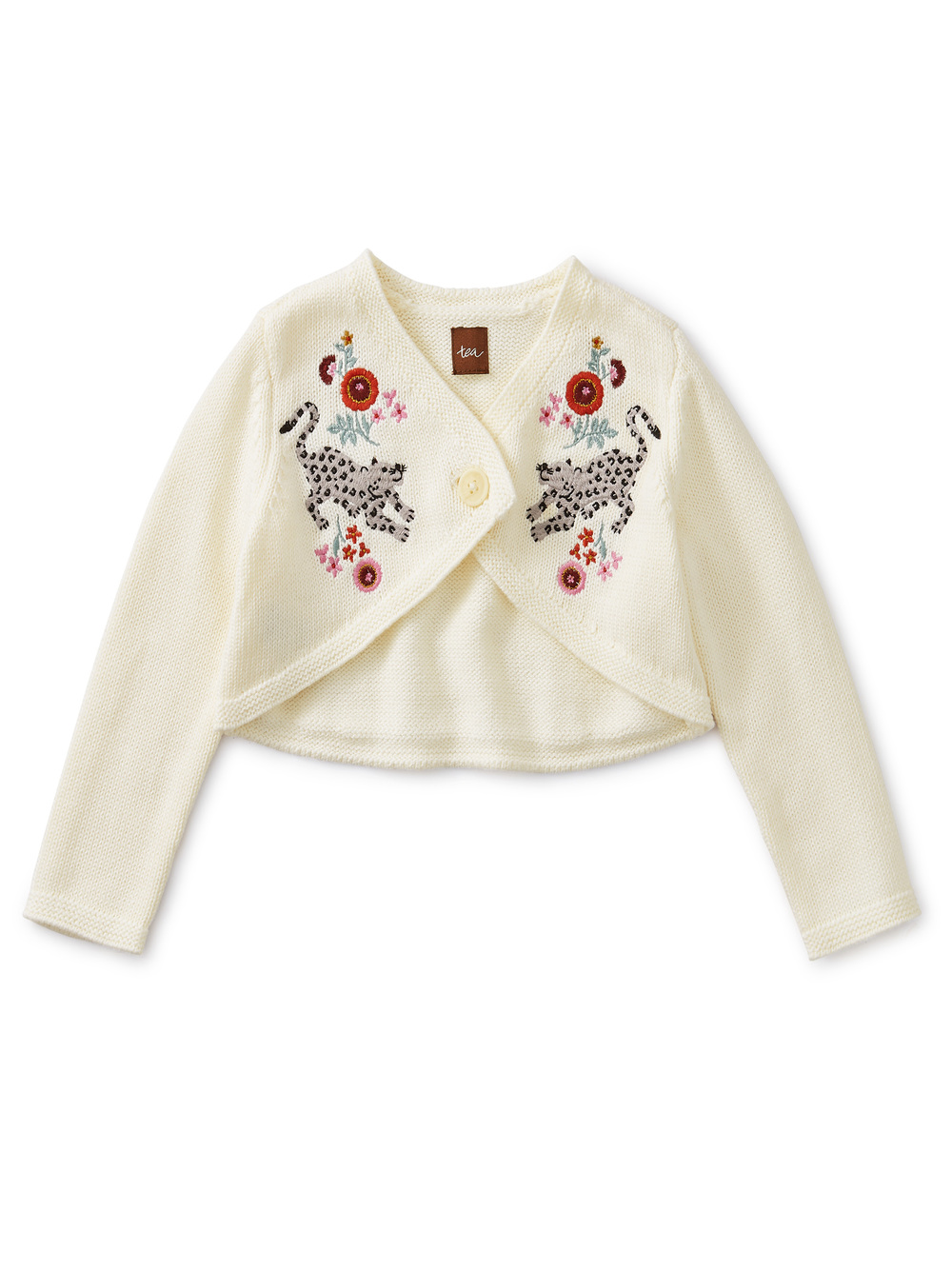 Embroidered Wrap Cardigan