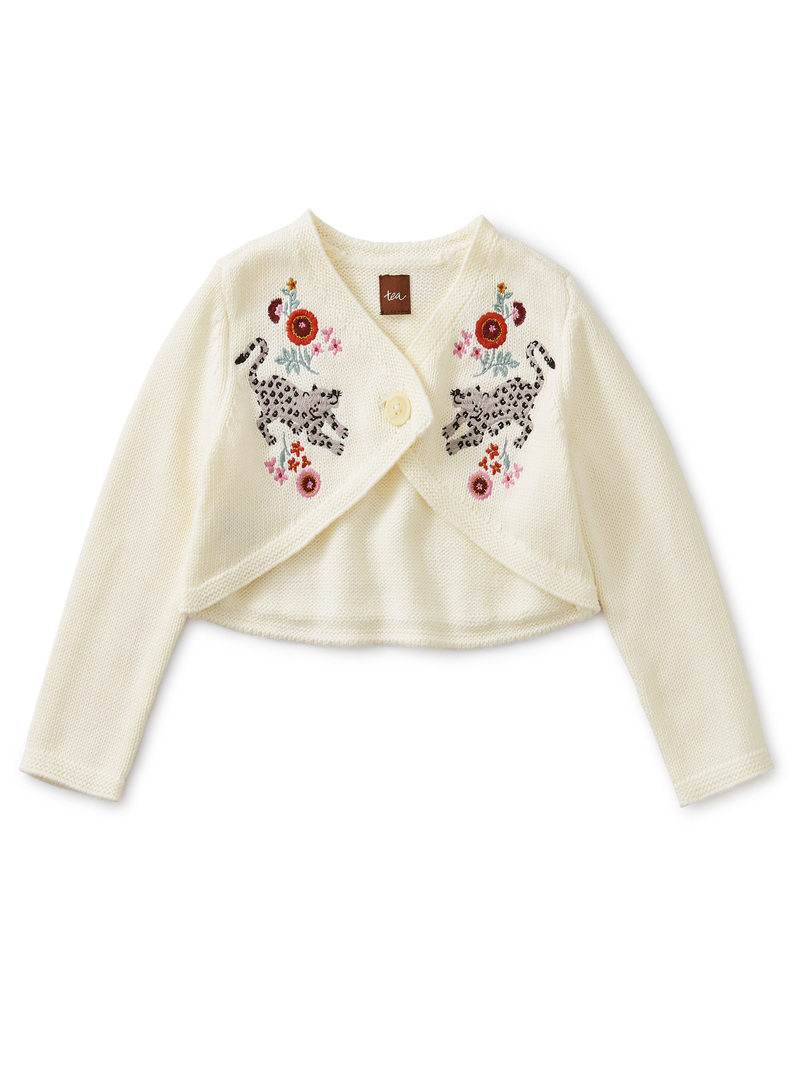 Embroidered Wrap Cardigan