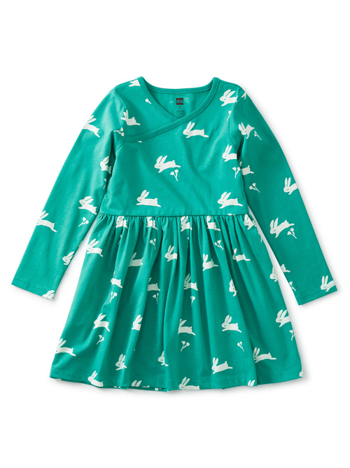 Long Sleeve Wrap Neck Dress