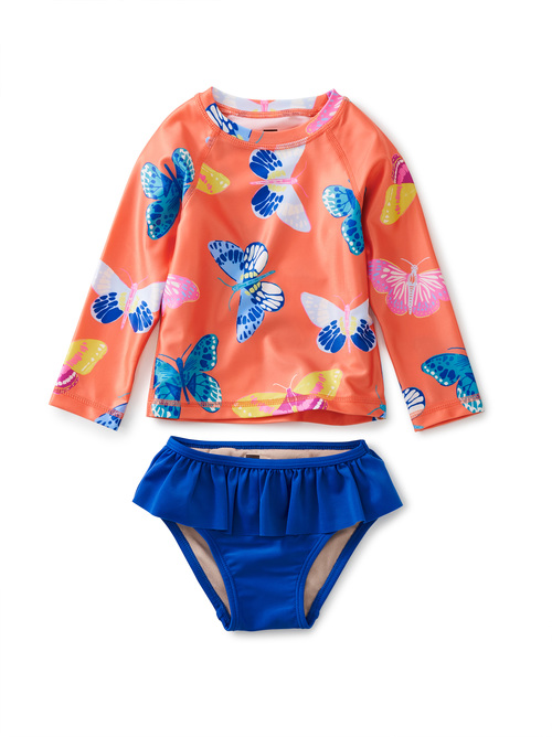 Baby Girls Batik Floral Tea Collection Shortie Rash Guard Swimwear 