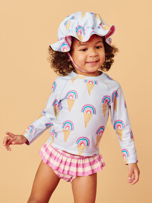 Reversible Ruffle Baby Sun Hat Tea Collection