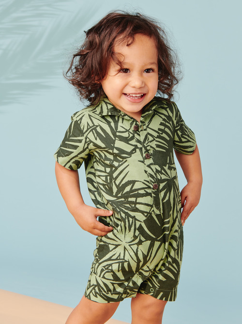 Printed Buttoned Baby Romper