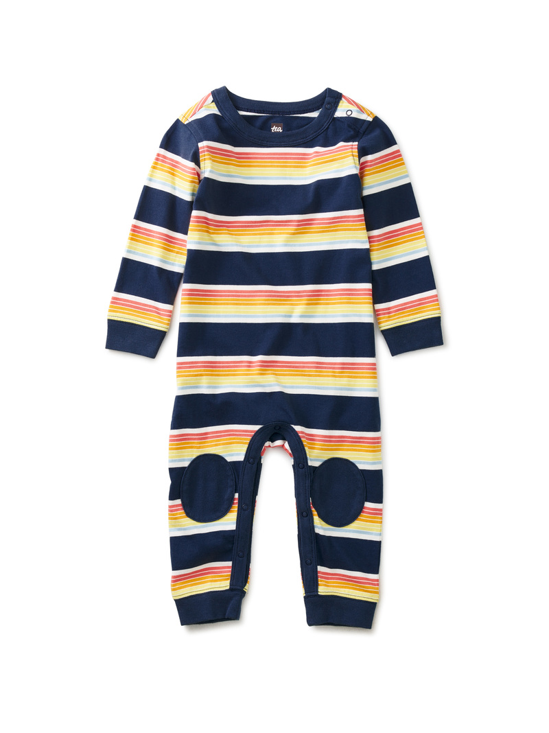 Striped Knee Patch Baby Romper