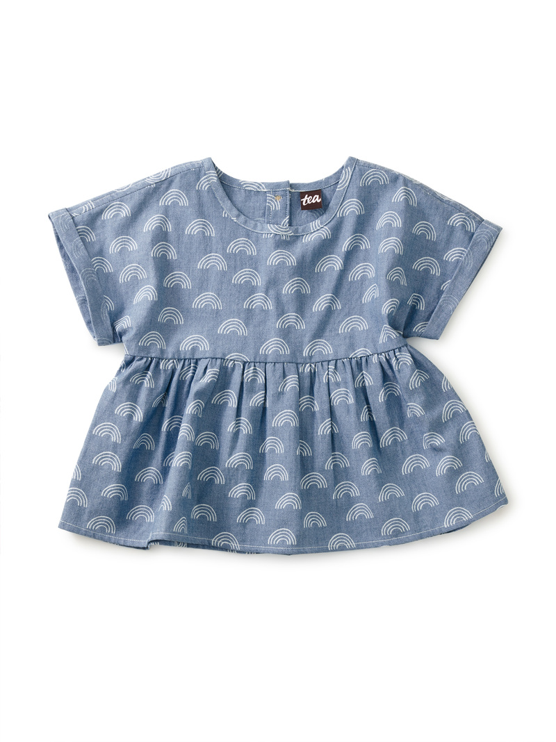 Short Sleeve Woven Empire Top