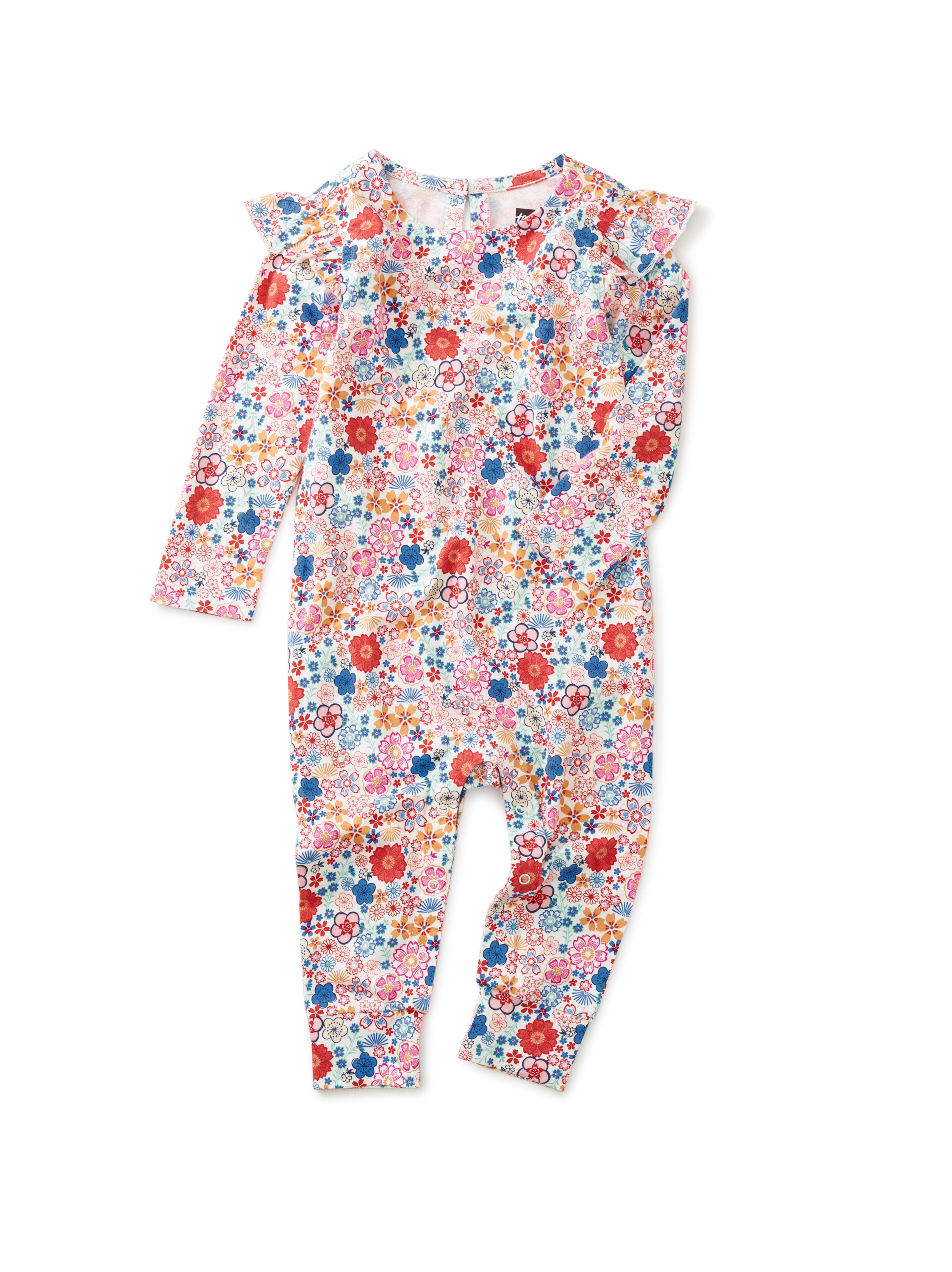 Ruffle Shoulder Baby Romper Tea Collection