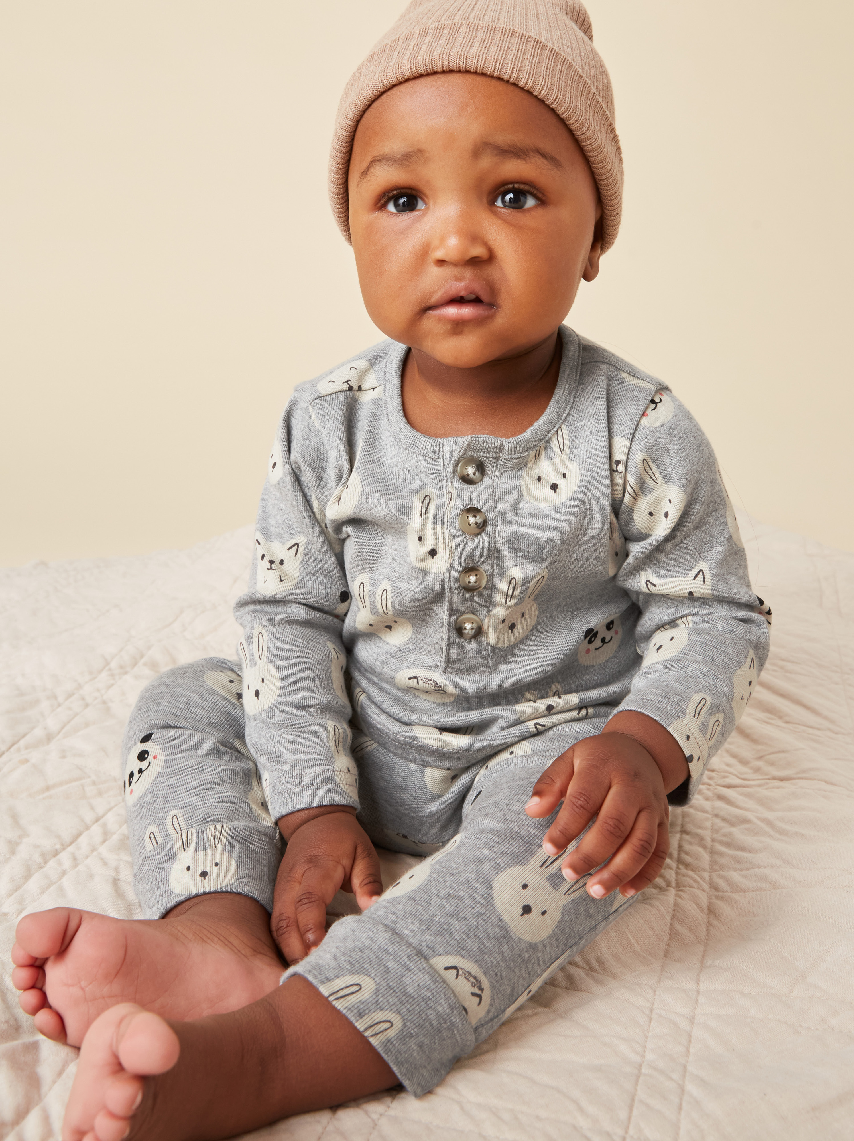 Long Sleeve Henley Baby Top Tea Collection
