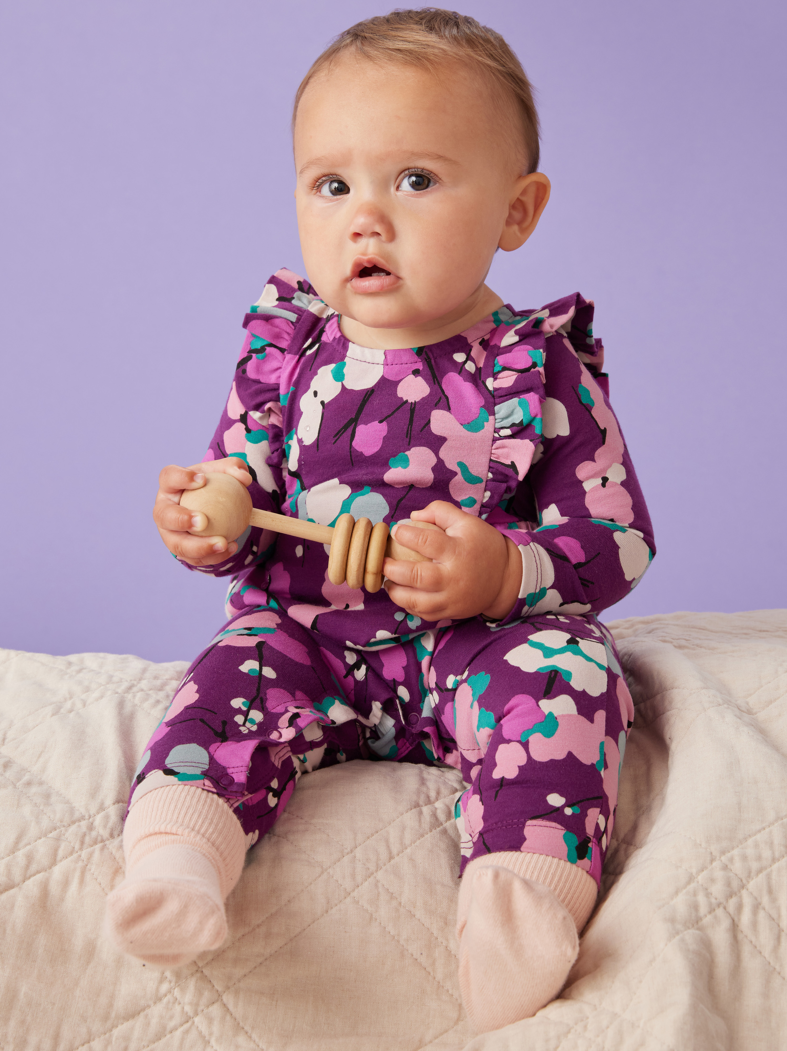 Ruffle Sleeve Baby Romper Tea Collection