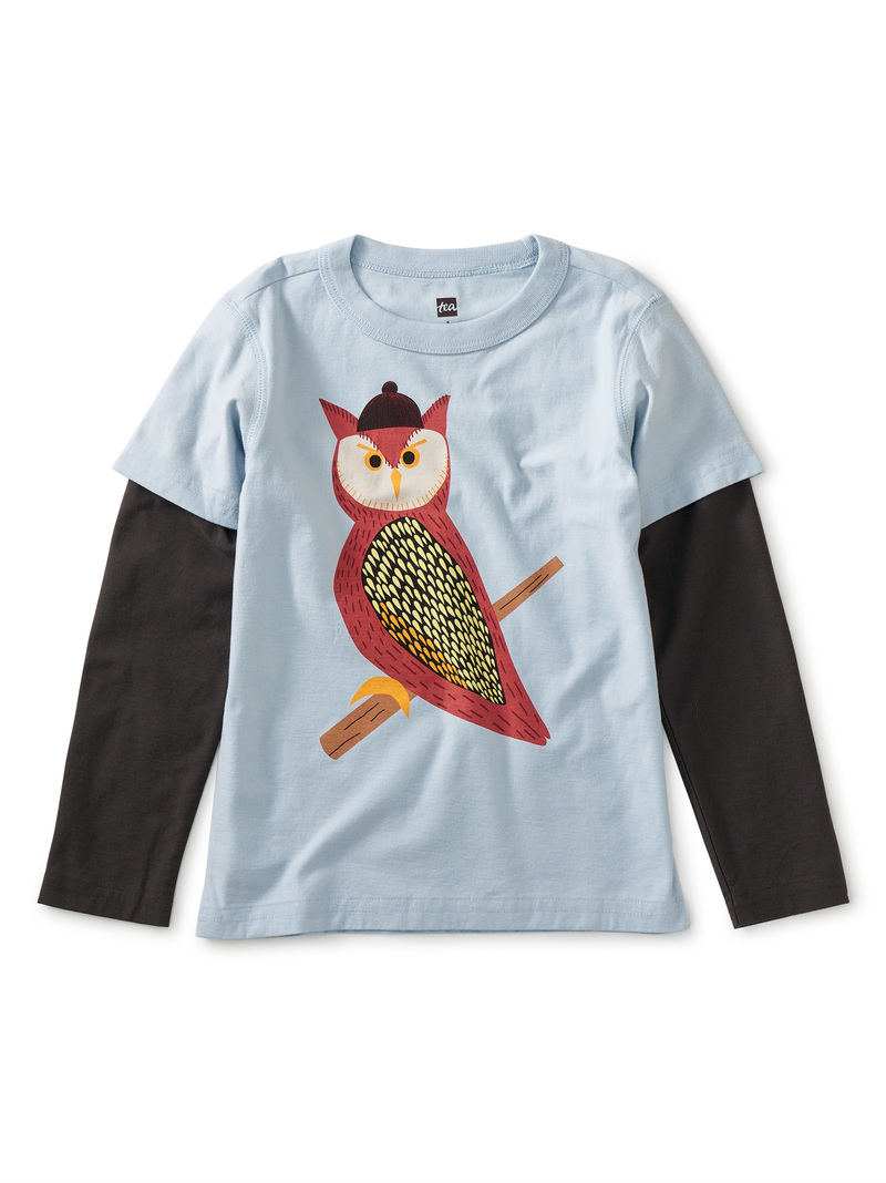 Capped Owl Layered Graphic Tee