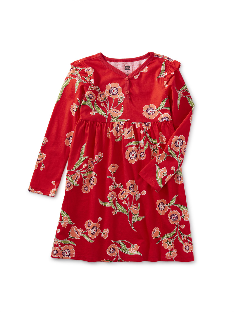 Long Sleeve Henley Twirl Dress