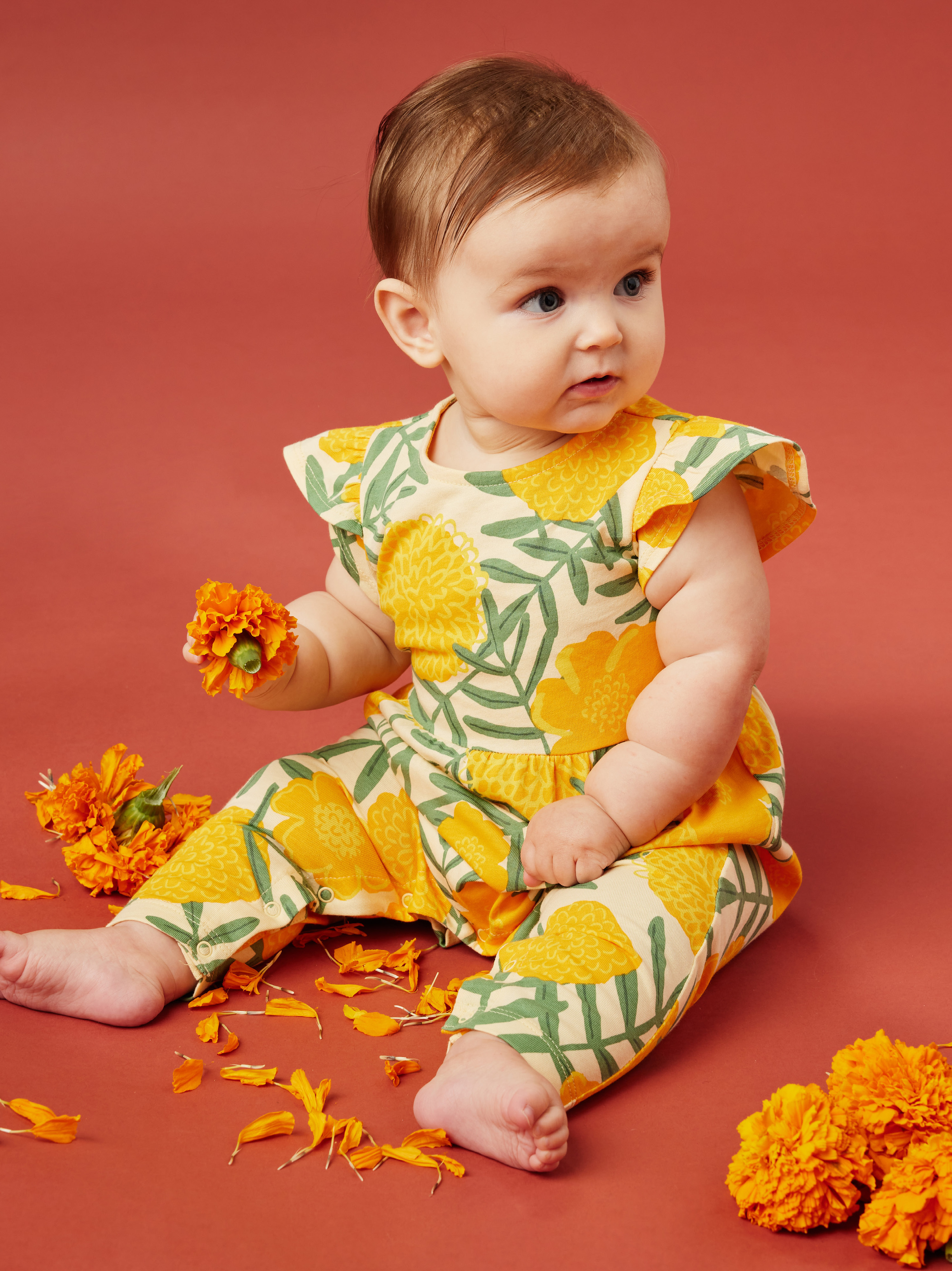 Tulip Sleeve Baby Romper Tea Collection