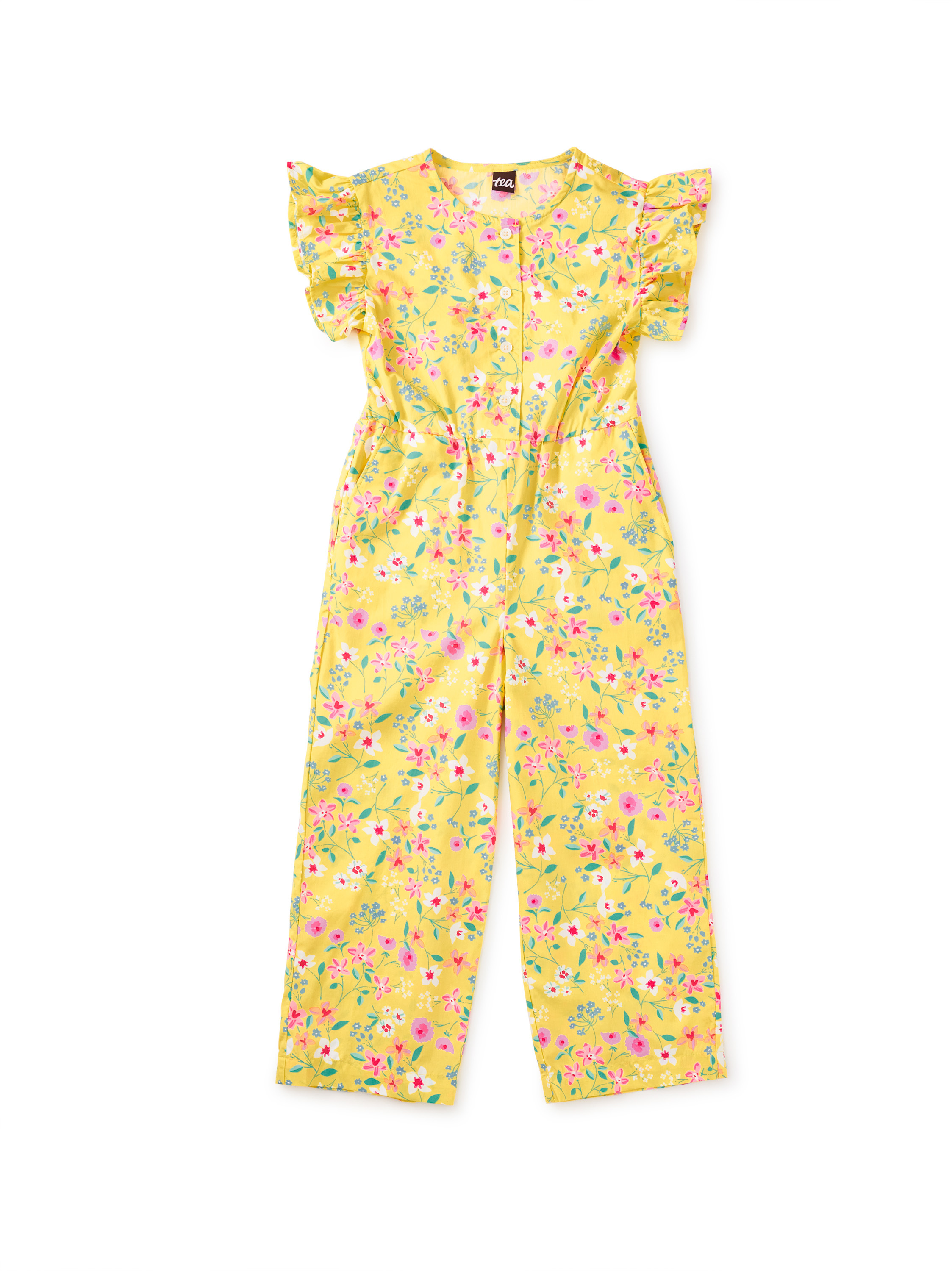 Flutter Sleeve Button Jumpsuit | Tea Collection