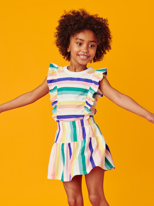 Short Sleeve Ruffle Knit Top