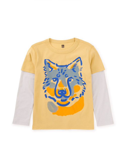 Wolf Face Layered Graphic Tee