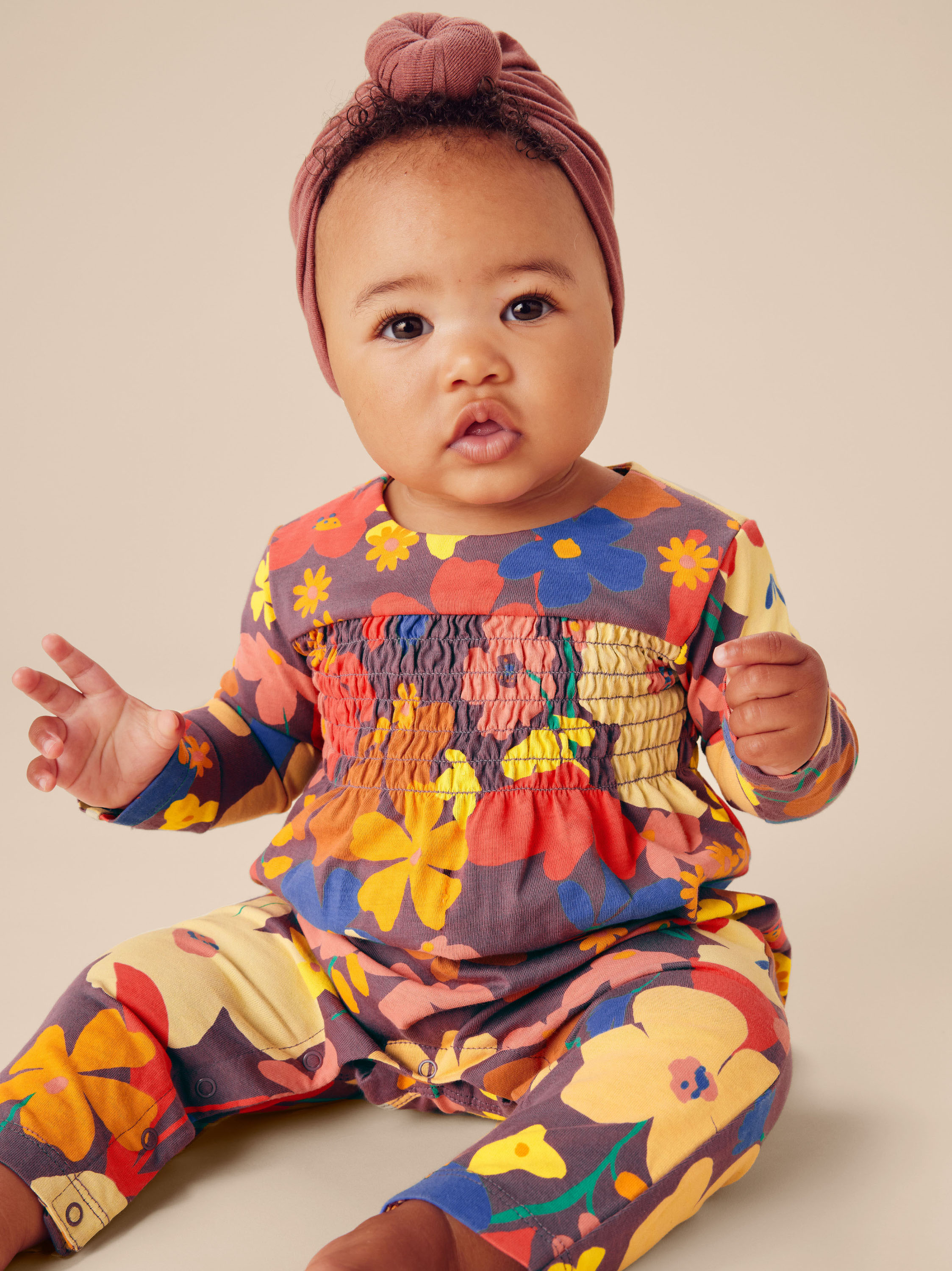 Smocked Chest Baby Romper Tea Collection