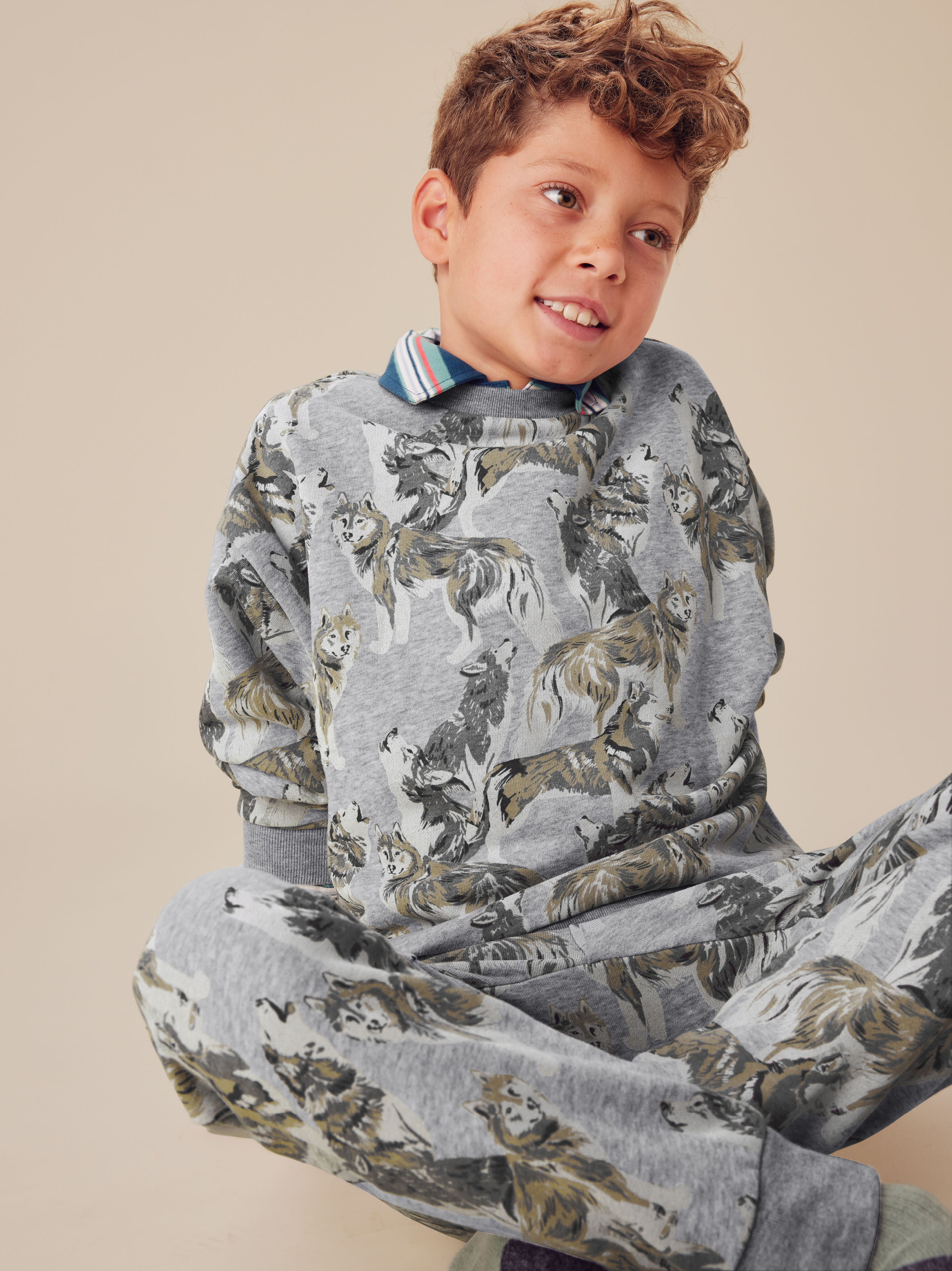 Gray Wolf Pack Printed Popover | Tea Collection