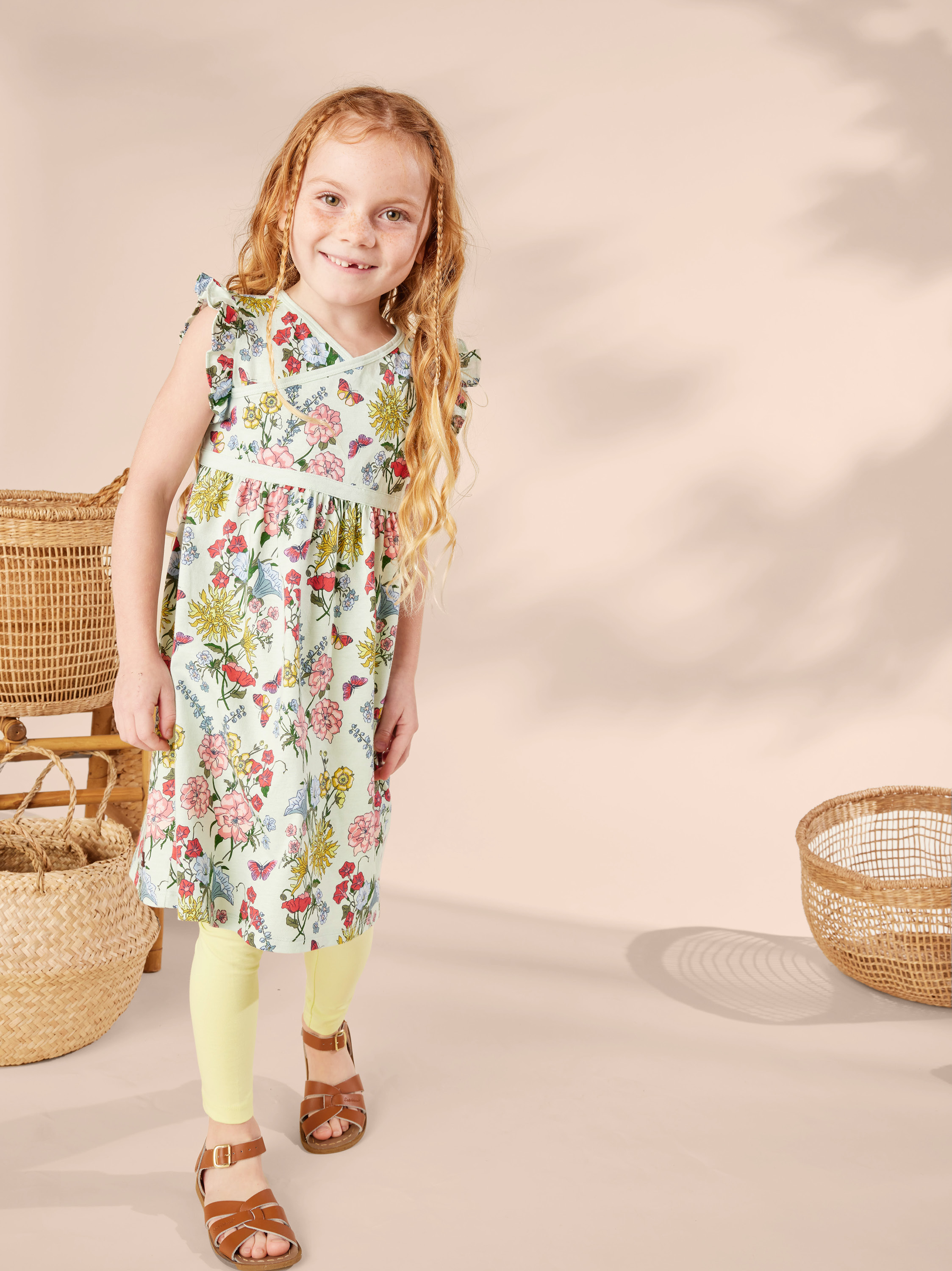 Ruffle Sleeve Wrap Neck Dress | Tea Collection